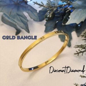 Titanium Steel 18K Yellow Gold Hinged Bangle Bracelet